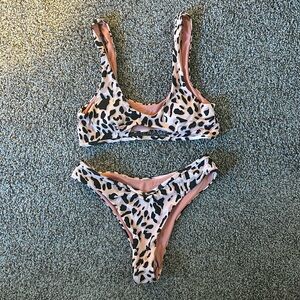 Leopard pink bikinis set
